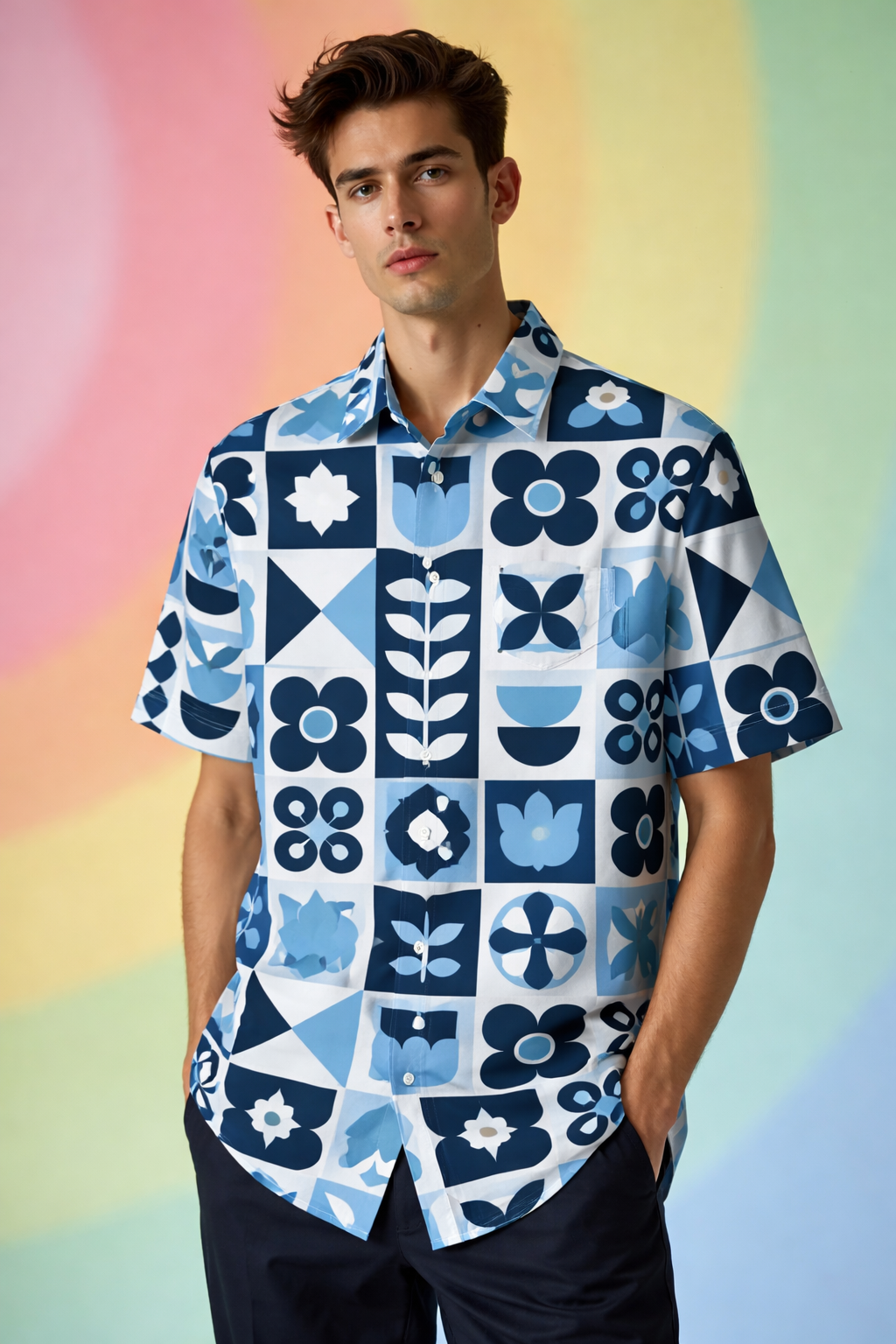 Flower Signature Collection Patterned AOP Oversized Exclusive Shirt
