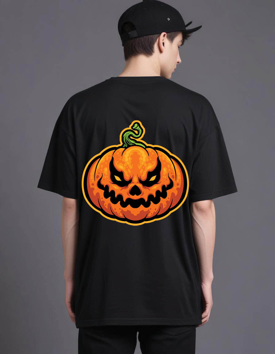 Thumbnail: halloween pumpkin head sticker mens Oversized Printed T shirt