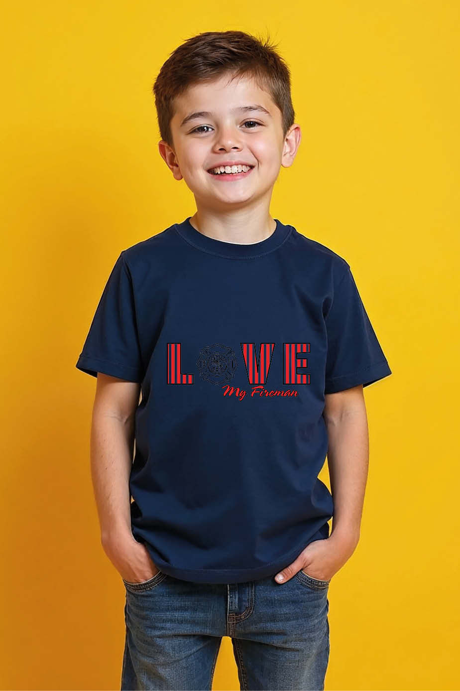 Thumbnail: love my firaman Soft Kids Graphic Tee – Motivational Print Design