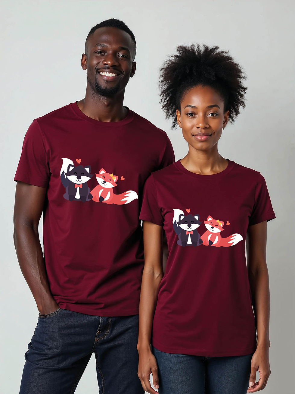Thumbnail: Cute Cartoon Couple Matching Tee Lovers Edition – Fast Delivery