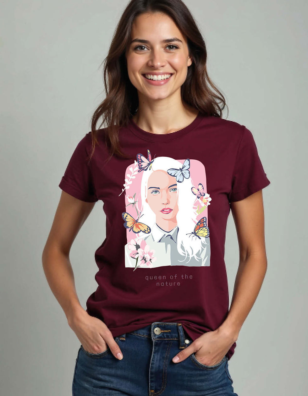 Thumbnail: Butterfly Girl Printed T-Shirt for All Age