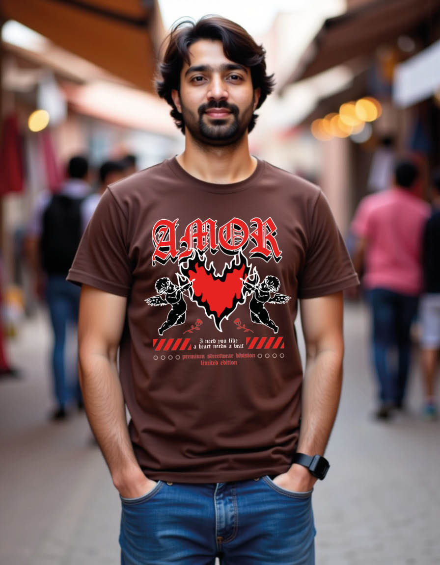 Thumbnail: amor quotes street style vintage mens printed graphic t shirt