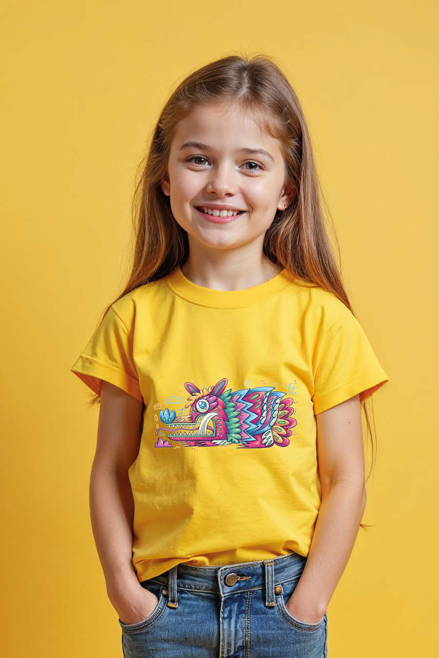 Thumbnail: Mythic Mesoamerican Dragon Kids tees Premium Typography Print T-Shirt for Kids