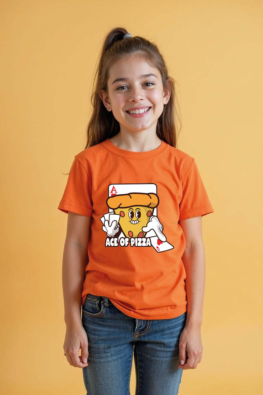 Thumbnail: Ace Of Pizza Casual Typography Print T-Shirt for Kids – Typography Print Design
