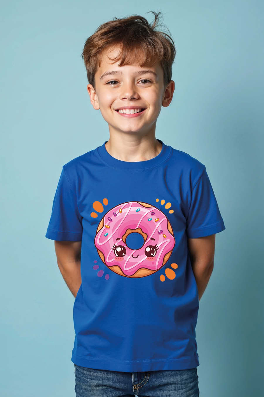 Thumbnail: Cute Pink Donut Graphic T-Shirt Trendy Casual Kids Printed T-Shirt