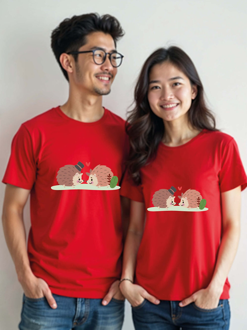Thumbnail: Cute Cartoon Couple Matching Tee Lovers Edition – Limited Stock