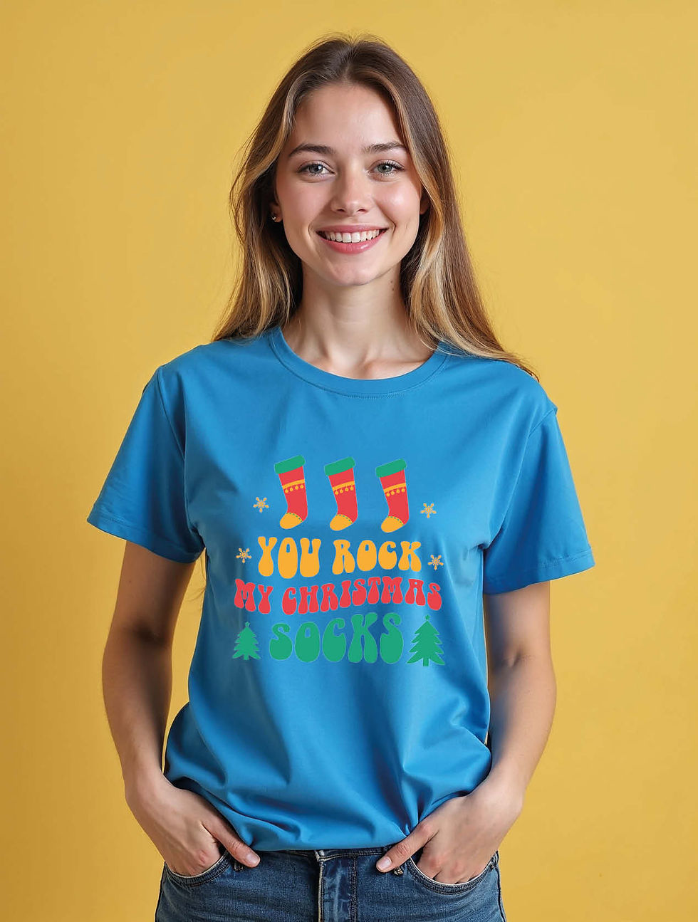 Thumbnail: you rock my christmas socks Casual Women’s Printed Graphic Streetwear T-Shirt