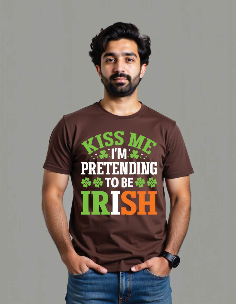 Thumbnail: kiss me i m pretending be irish st patricks daymens printed graphic t shirt