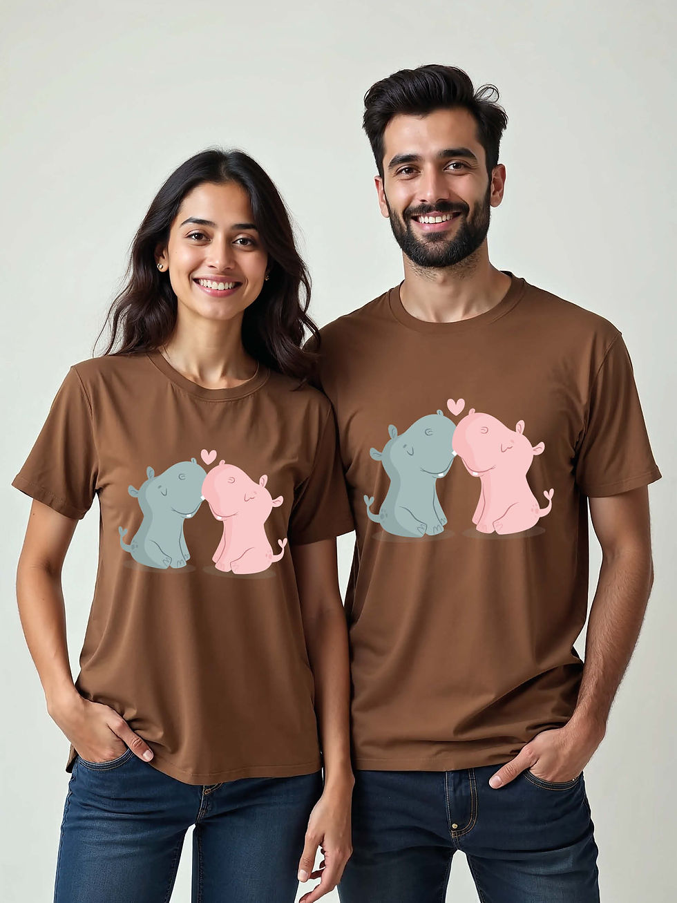 Cute Cartoon Couple Matching Tee Lovers Edition – Sale