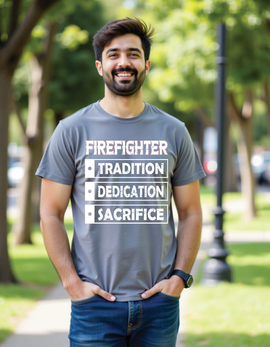 Thumbnail: firefighter tradition dedication sacrifice mens printed graphic t shirt