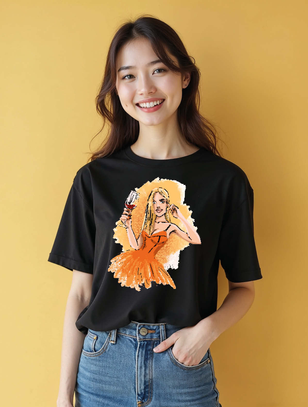 Wine Toast Black Urban Women’s Graphic T-Shirt – Limited Stock