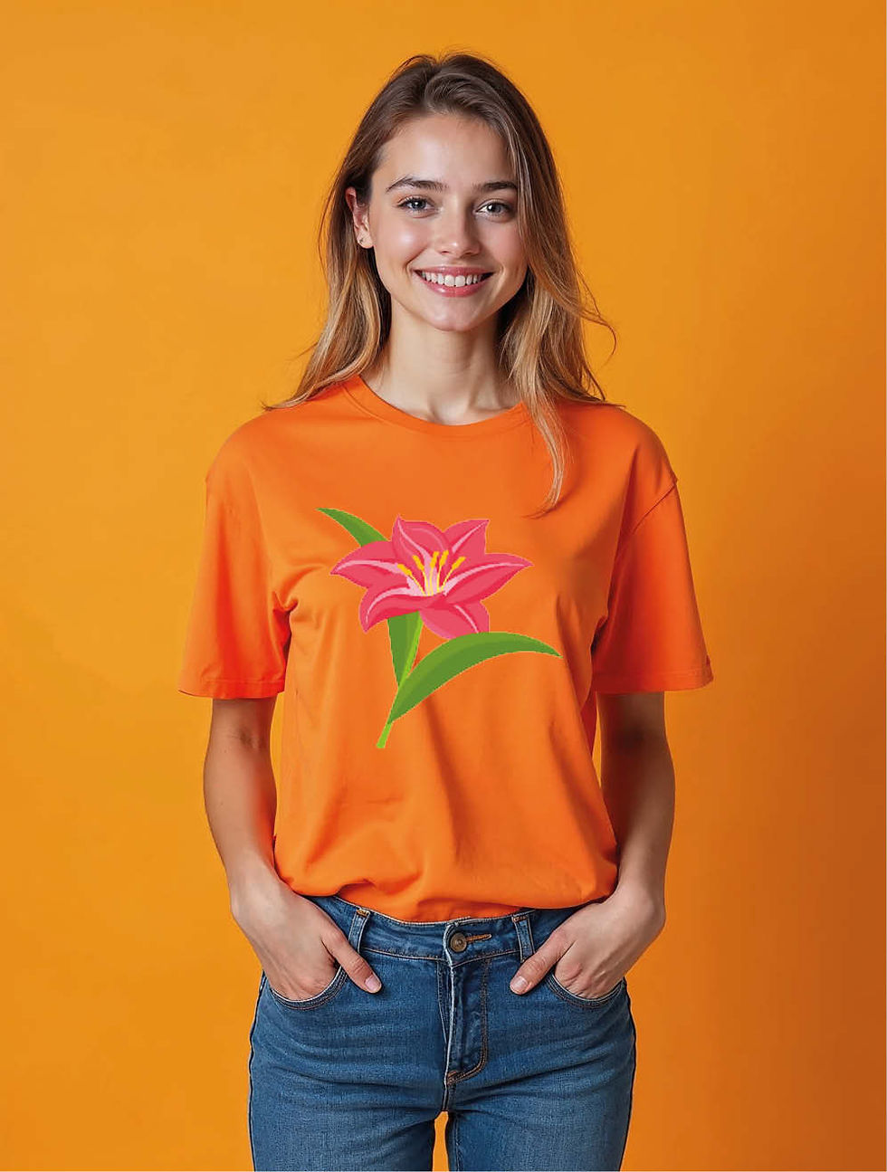 Thumbnail: Bold Pink Lily Graphic Casual Women’s Printed Graphic Streetwear T-Shirt