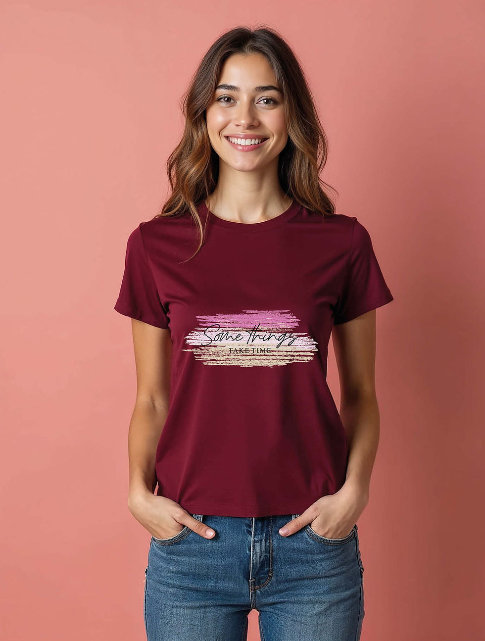 Thumbnail: Brushstroke Graphic and Some Things Just Are Slogan Chic Women’s Quote T-Shirt