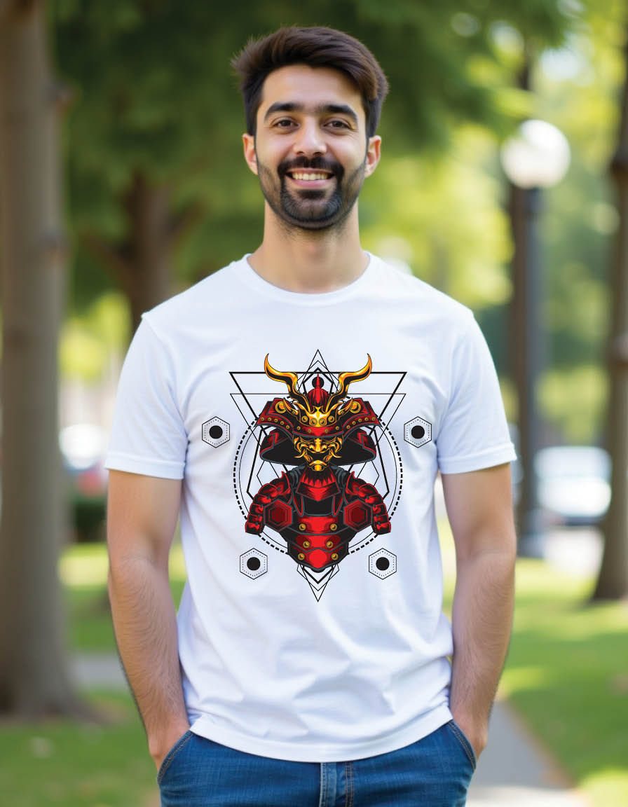 samurai armor sacred geometry mens printed graphic t shirt