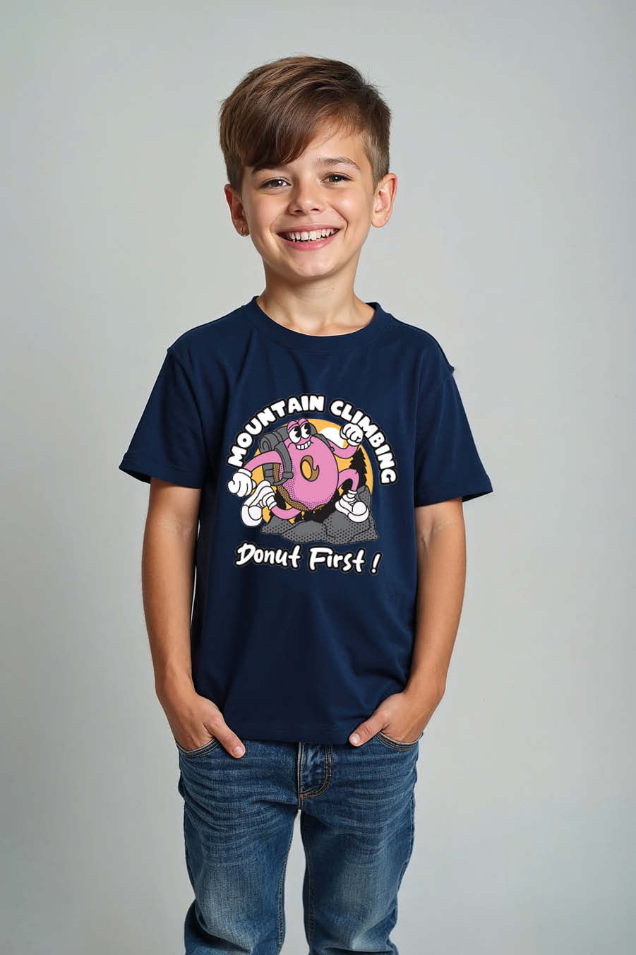 Thumbnail: Mountain Climbing Trendy Unisex Kids Graphic Tee – Quote Print Design for Boys