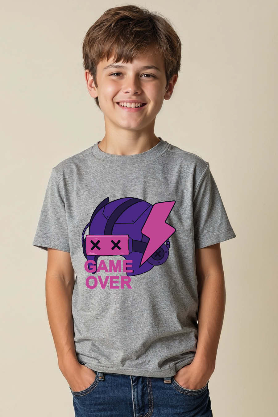 Thumbnail: game over Playful Stylish Kids Graphic T-Shirt – Print Design for Boys & Girls