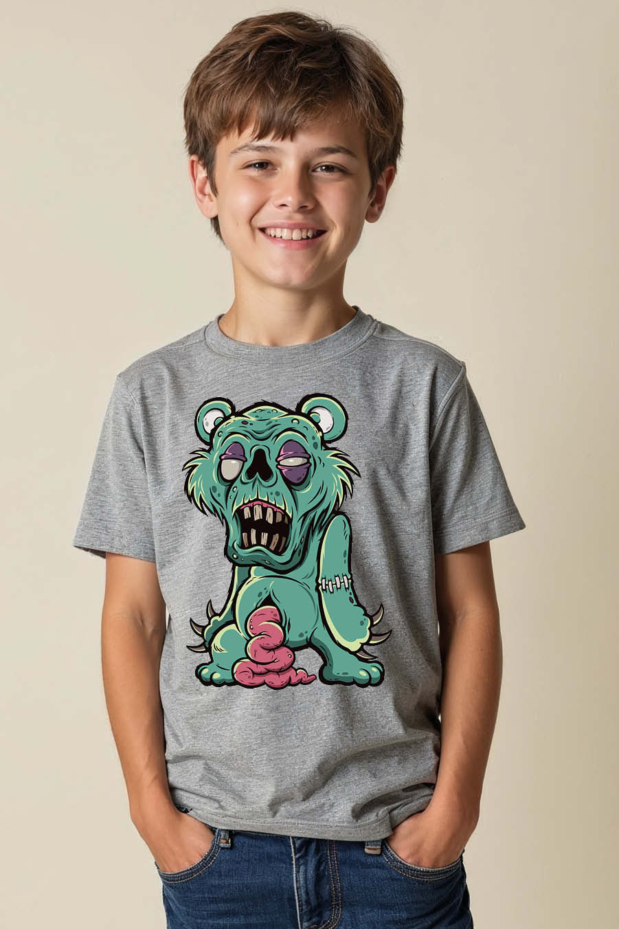 Thumbnail: Guts Out Zombie Bear Graphic T-Shirt Modern Printed T-Shirt kids
