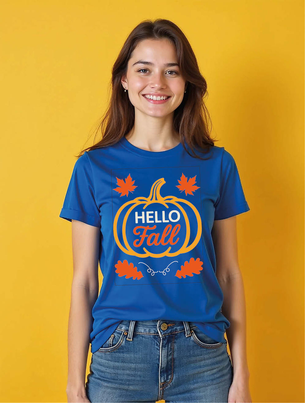 Thumbnail: Hello fall Cool Women’s Graphic printed  T-Shirt – Hot Deal