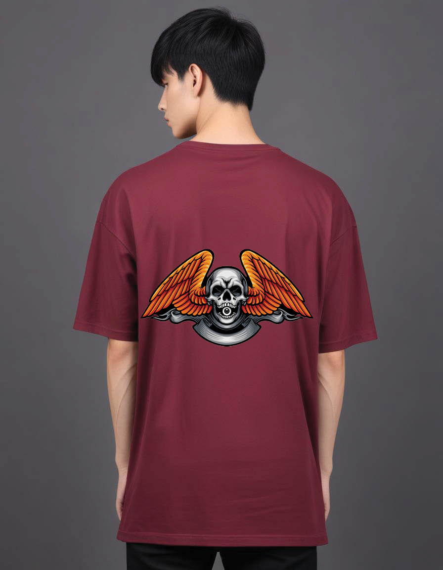 Thumbnail: flying skull mens Oversized Printed T shirt