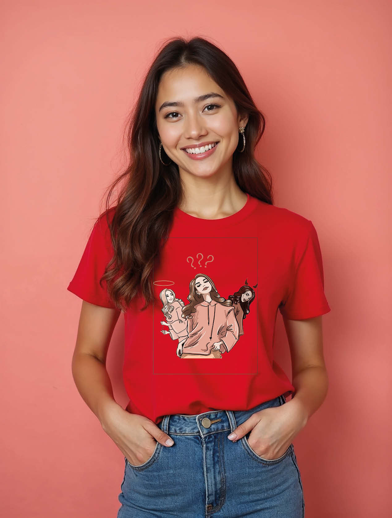 Confused Girl MemeCasual Women’s Typography T-Shirt – Fast Delivery
