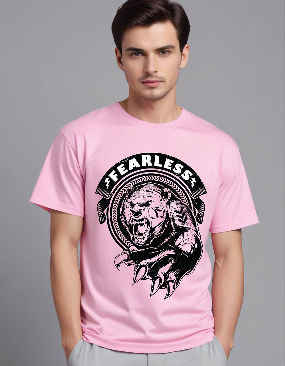 Thumbnail: circle framed angry bear showing its claw mens printed graphic t shirt