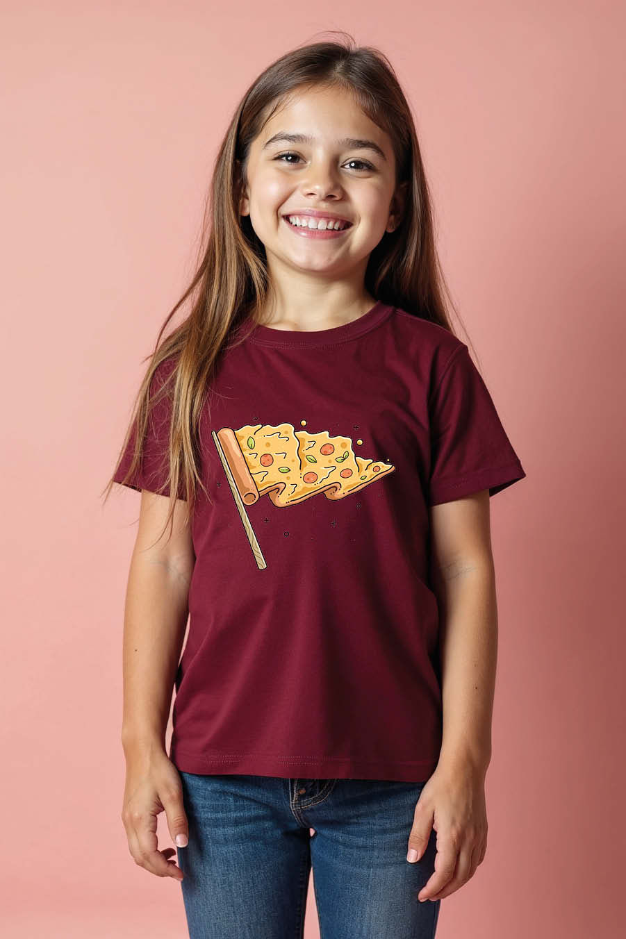 Thumbnail: Pizza Flag Waving Modern Kids Printed T-Shirt – Gaming Print Design