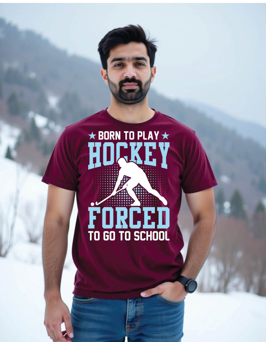 Thumbnail: born play hockey forced go school field hockey mens printed graphic t shirt