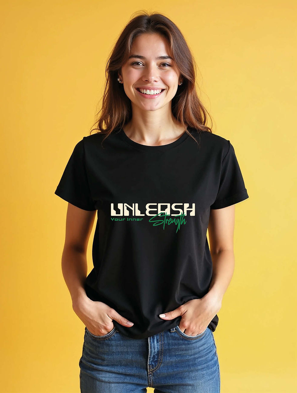 Thumbnail: unl eash your inner strength Stylish Women’s printed graphic  T-Shirt
