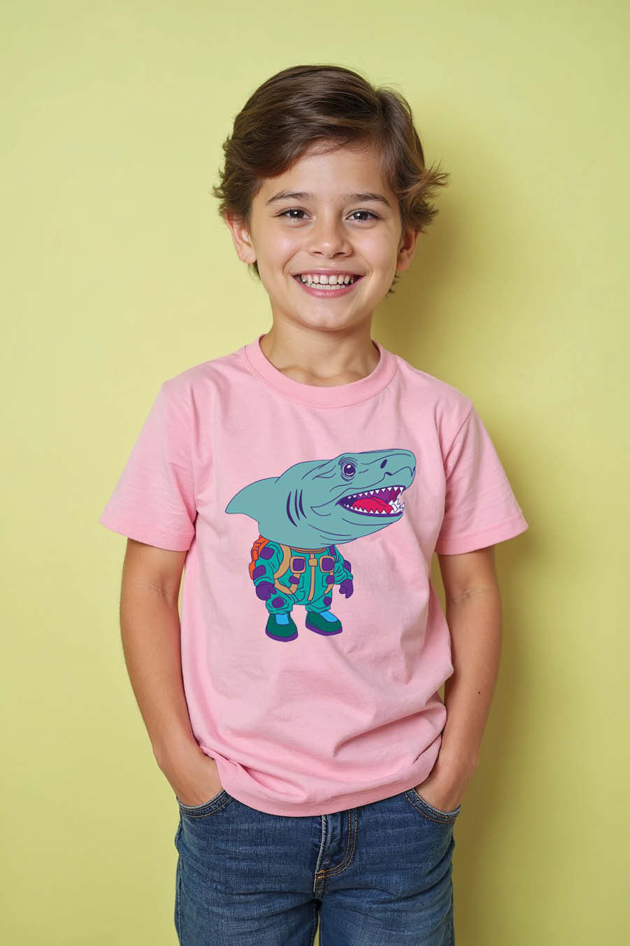 Shark in a Hazmat Suit Soft Cute Kids Typography T-Shirt – Typography Print