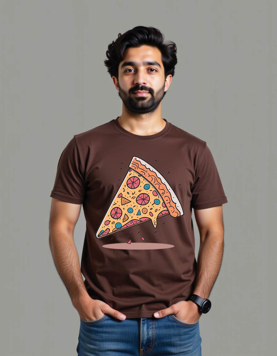 Thumbnail: slice pizza vector cute simple minimalist cheese mens printed graphic t shirt