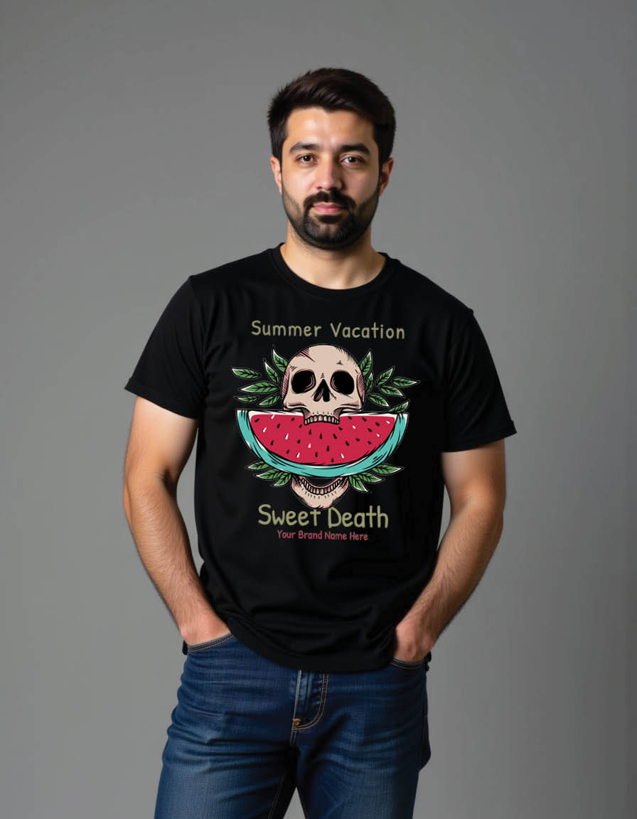 Thumbnail: skull summer bite watermelon mens printed graphic t shirts