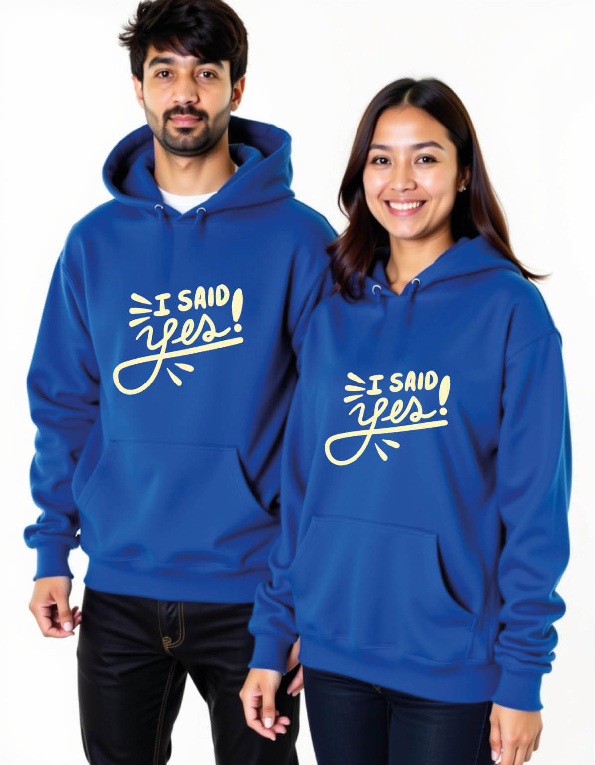 i said yes Vintage Printed Graphic Couple Hoodies