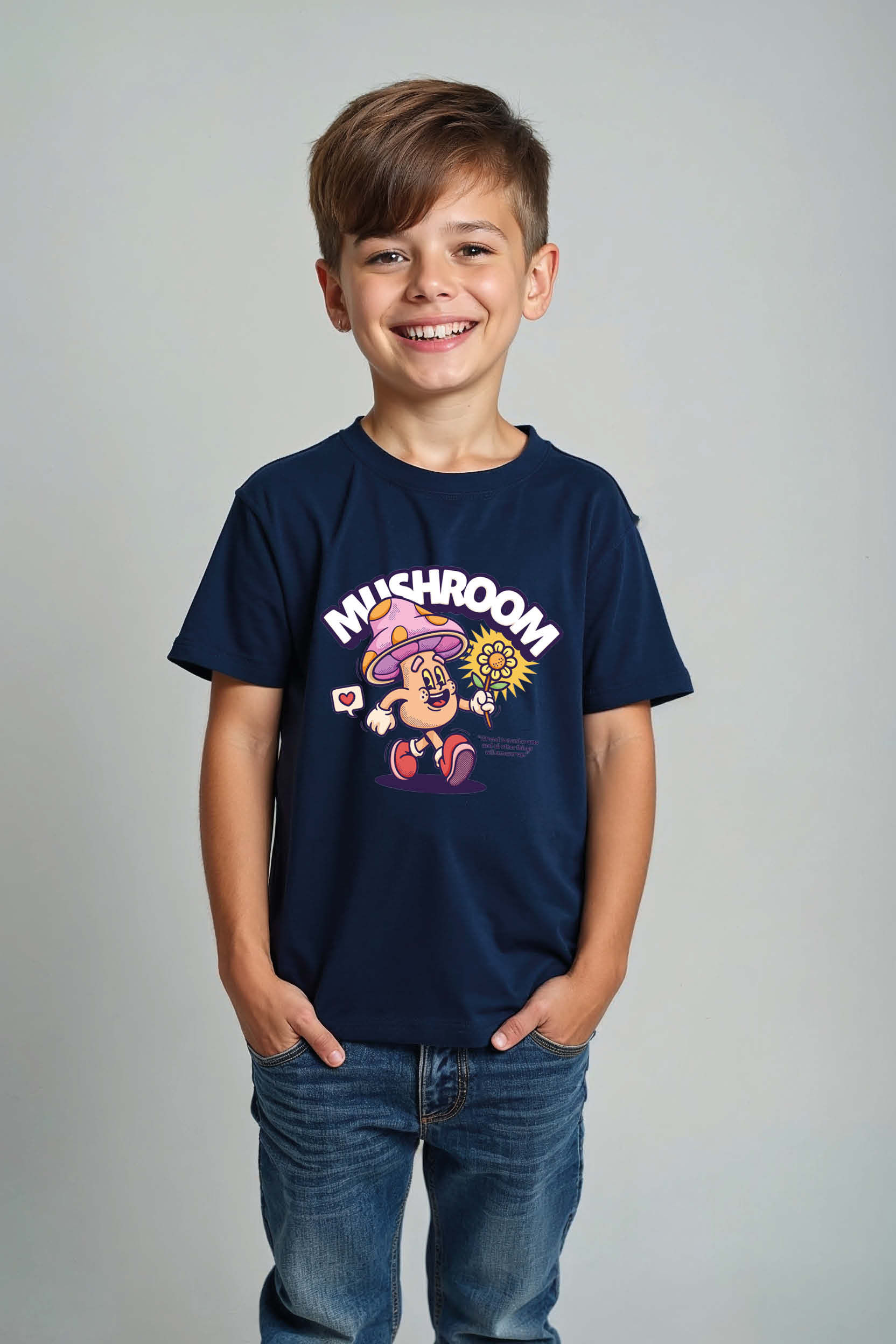 mushroom Premium Casual Kids Printed T-Shirt – Cartoon Print Design
