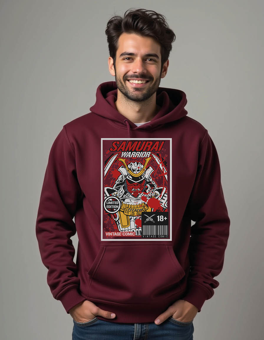 Thumbnail: samurai Men’s Streetwear Graphic Printed Hoodie – Warm Winter Outfit | Buy Now