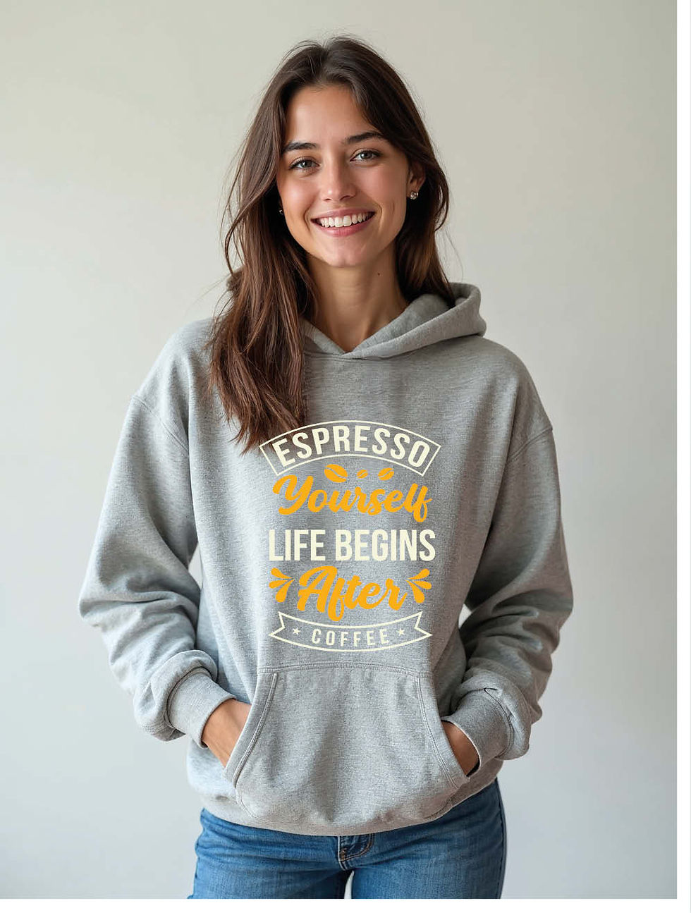 Thumbnail: espresso yourself life begins after coffee Woman Printed Graphic Stylish Hoodies