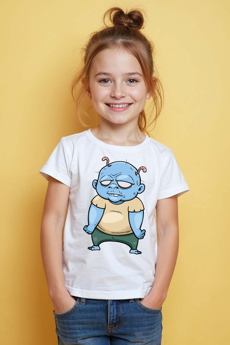 Thumbnail: Kids' Disgruntled Alien or Monster T-Shirt Premium Typography Print T-Shirt