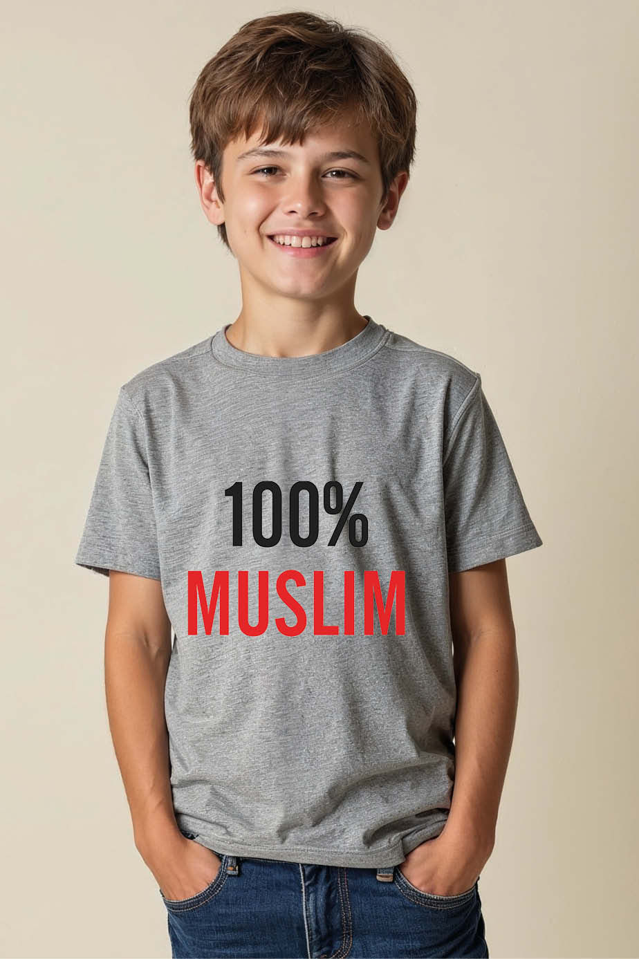 Thumbnail: 100% muslim Everyday Typography Print T-Shirt for Kids – Gaming Print Design