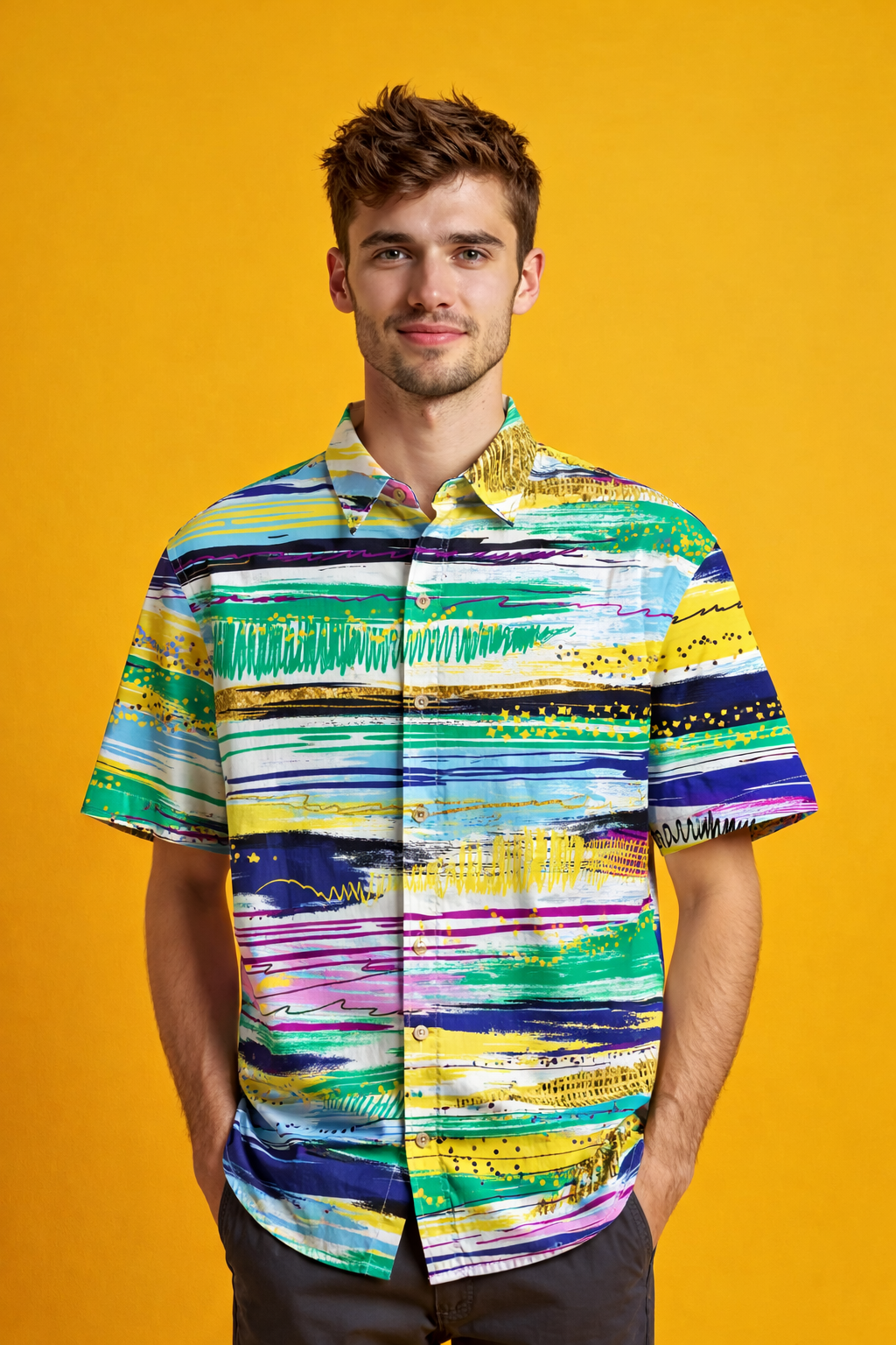 Vibrant patterns and style Casual Patterned All Over Print Oversized Shirt