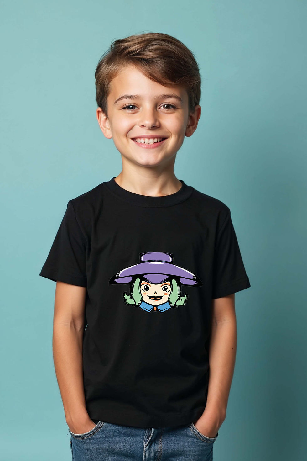 Thumbnail: Anime Style Girl with Wide Brim Hat Graphic T-Shirt Everyday Kids Printed Tee