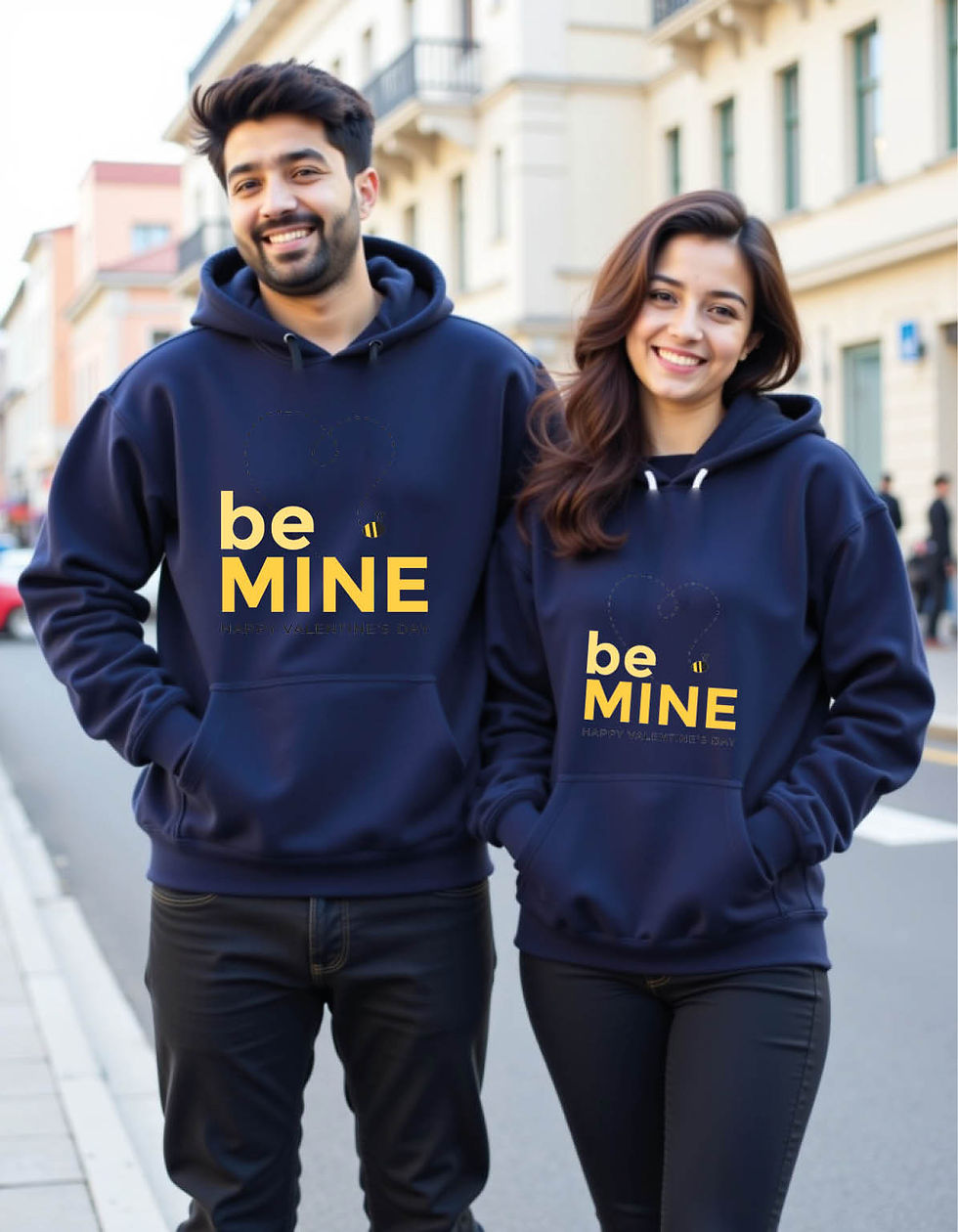 Thumbnail: be mine happy valentine's day Cool Printed Graphic Couple Hoodies