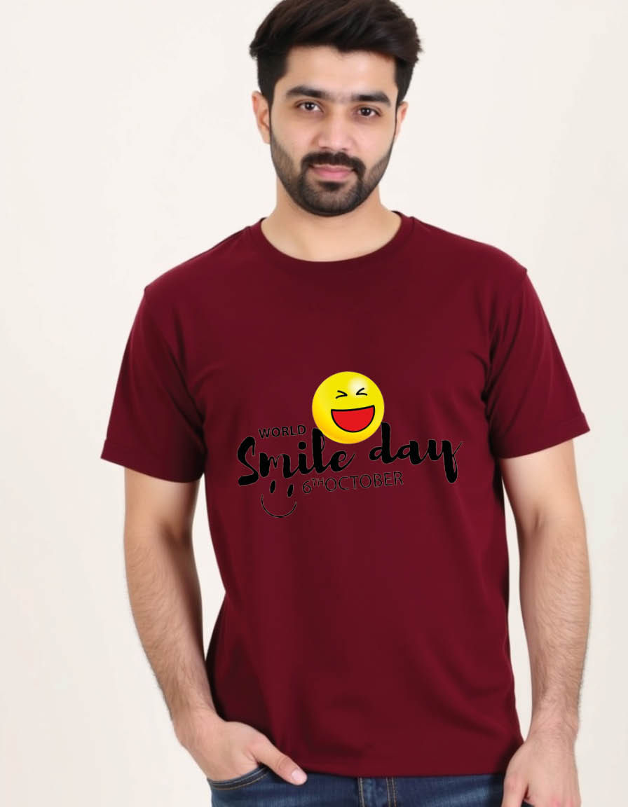 Thumbnail: Happy smile day Unisex printed graphic t shirt