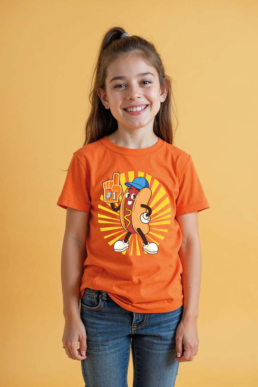 Thumbnail: Hotdog Hero Cotton Casual Kids Printed T-Shirt – Artwork Print Design for Boys