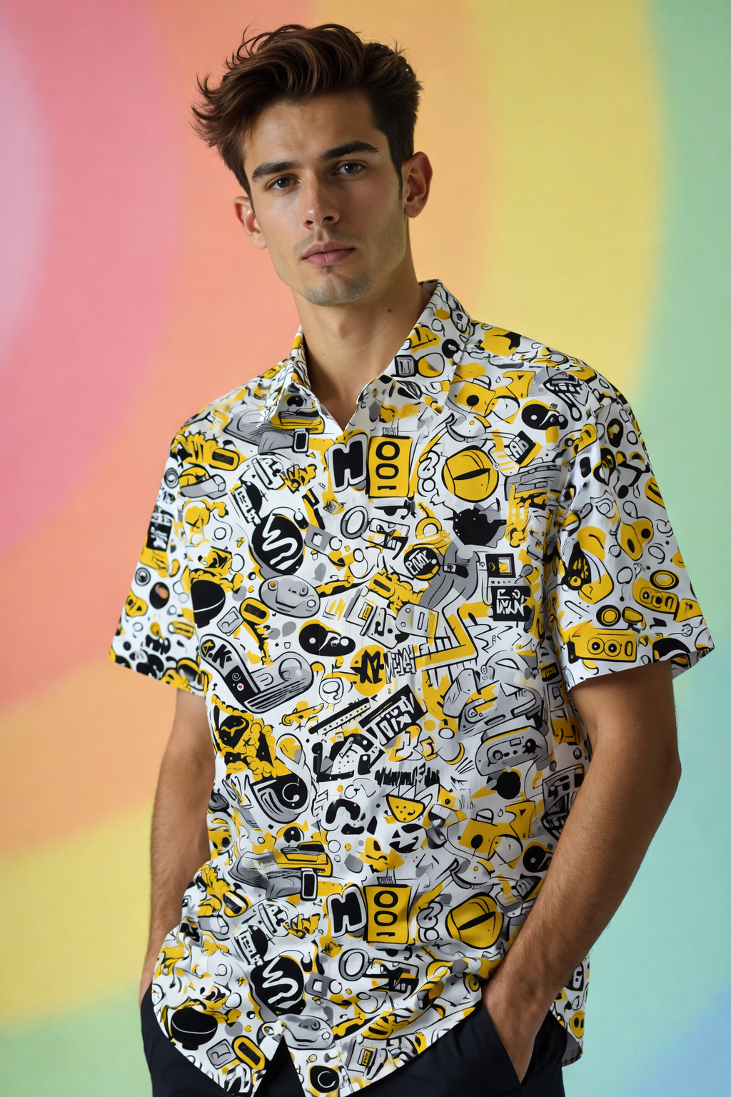 Streetwear Premium Patterned All Over Print Oversized Shirt