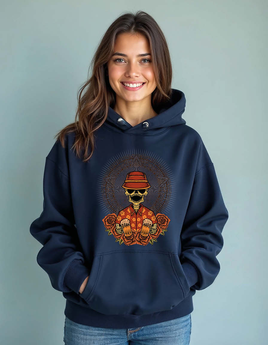 Thumbnail: skull beer with engraving Unisex Graphic Printed Hoodies for mens & womens