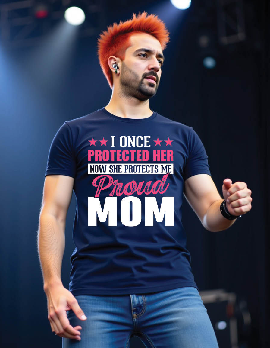 Thumbnail: i once protected her now she protects me proud mom mens printed graphic t shirt