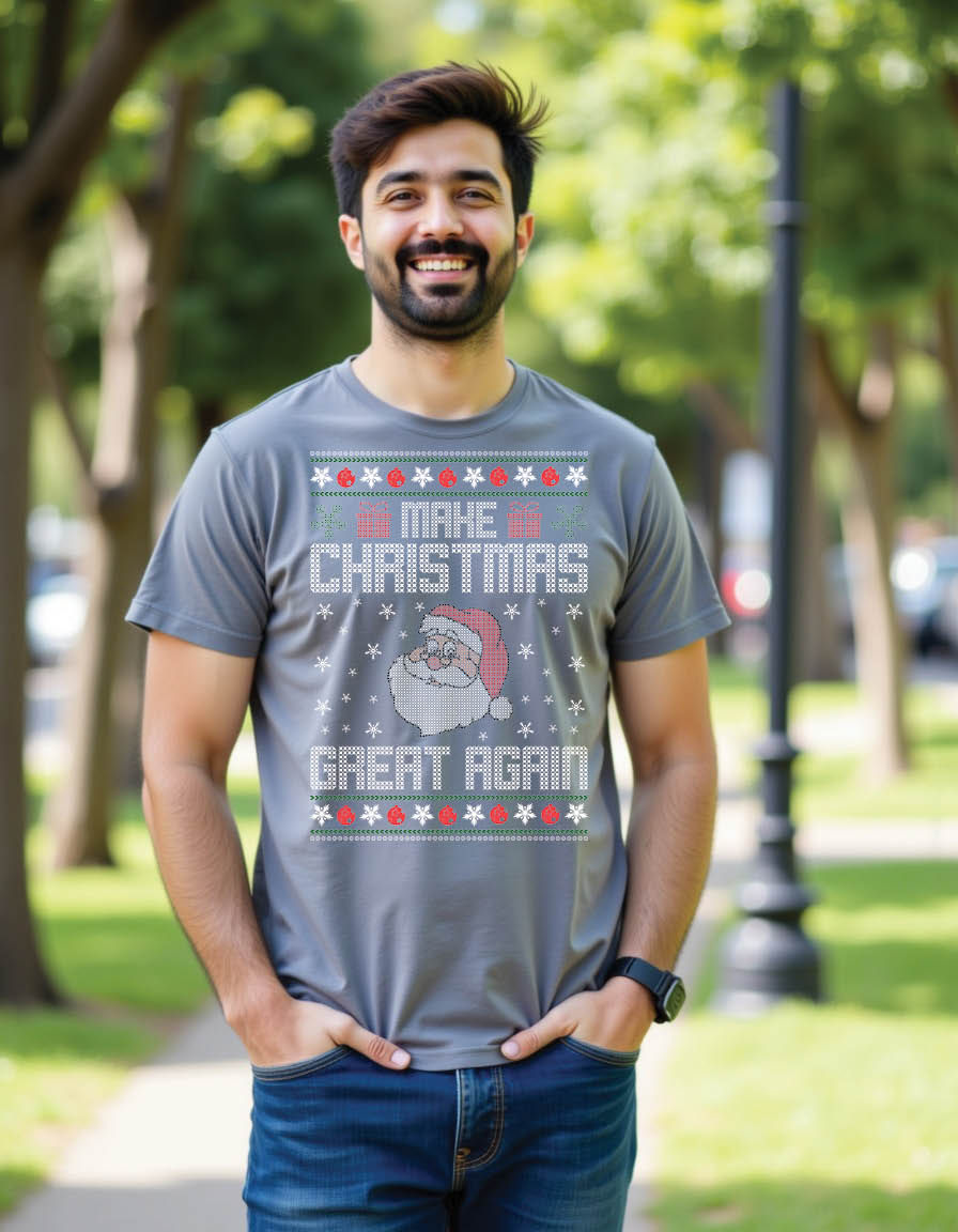 Thumbnail: make christmas great again ugly christmas sweater mens printed graphic t shirt