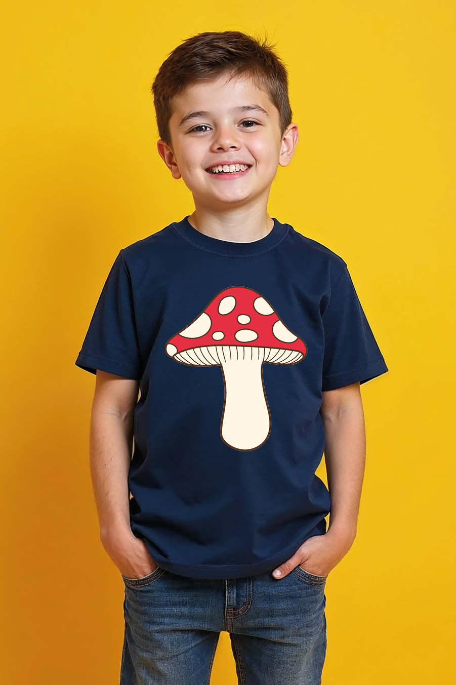 Thumbnail: red Mushroom  Fashion Stylish Kids Graphic T-Shirt – Quote Print Design