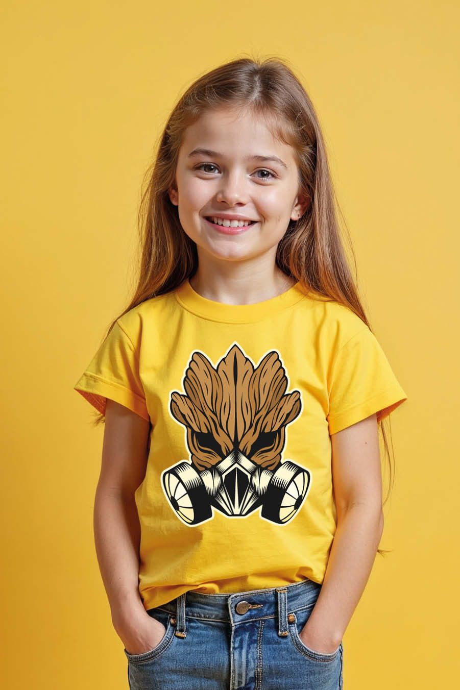 Thumbnail: Wood Mask with Gas Respirator Graphic T-Shirt Fashion Stylish Kids Graphic