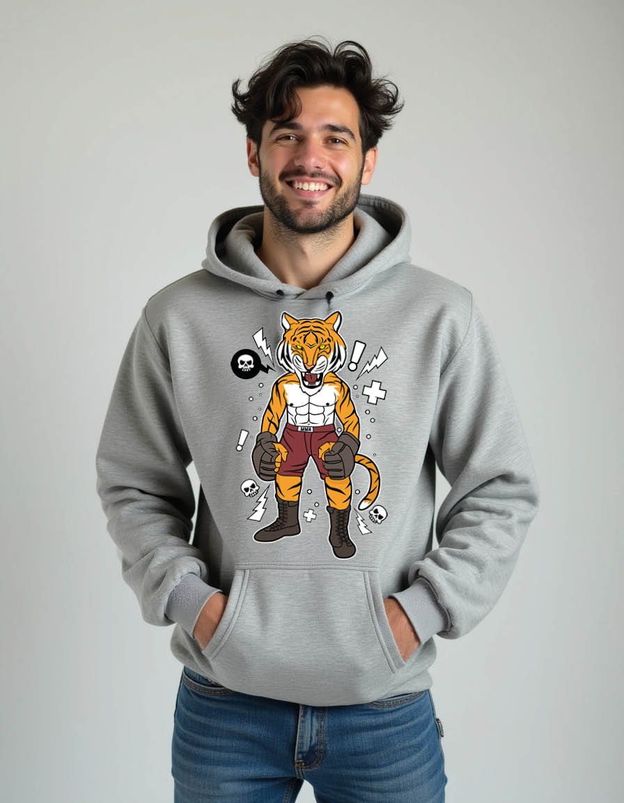 Thumbnail: tiger fighter Casual Winter Streetwear Hoodie for Men – Warm Winter Outfit | Big