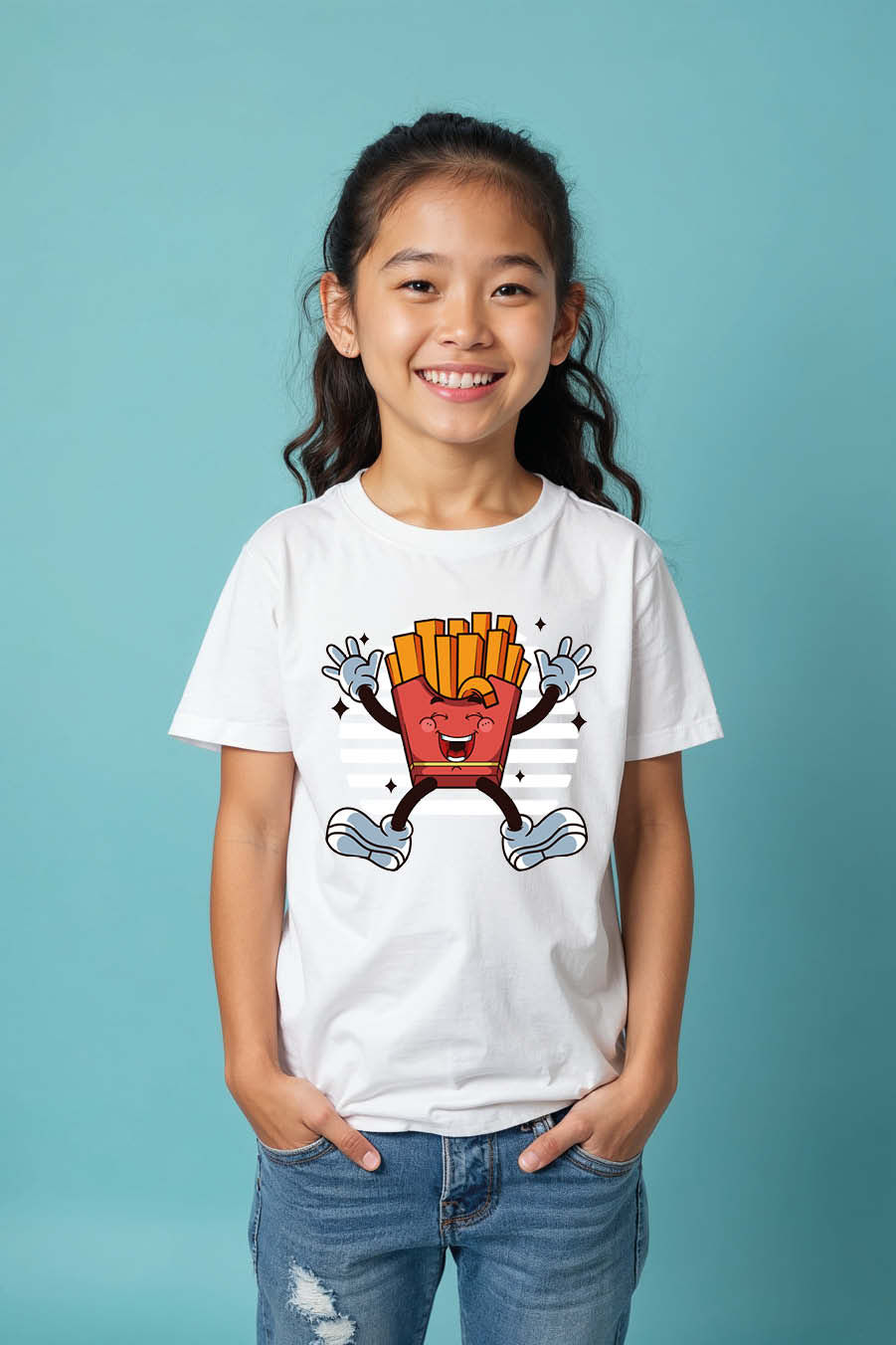 Thumbnail: Freanch Fry Cotton Unisex Kids Graphic Tee – Print Print Design for Boys & Girls